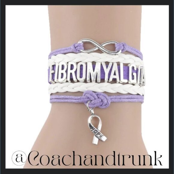 C&T JEWELRY FOR A CAUSE Fibromyalgia Hope Ribbon Infinity Charm Bracelet - Picture 2 of 4